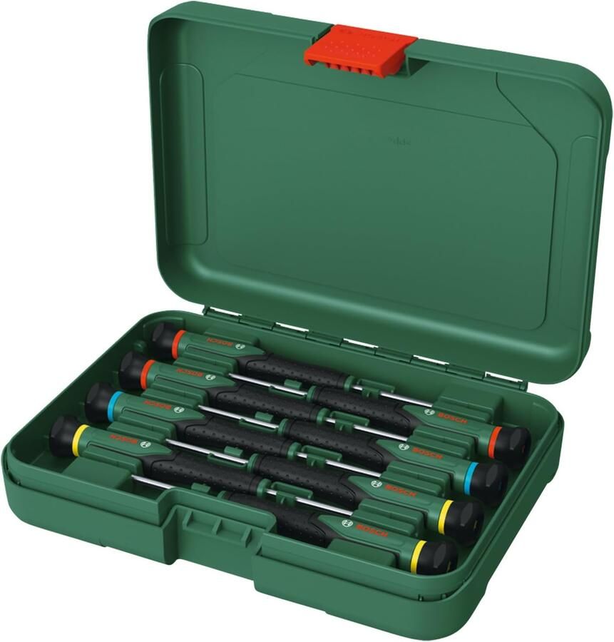 Bosch Groen Precision screwdriver set 8-piece (Precisieschroevendraaierset 60mm 8 stuks: SL1 5 SL2 5 SL3 PH00 PH0 TX5 TX6 TX8) 1600A02Z9M