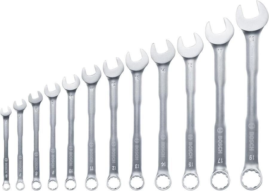 Bosch Groen Spanner set 12-piece (Steek ringsleutelset 12 stuks: 6 7 8 9 10 11 12 13 14 15 17 19) 1600A02Z9D