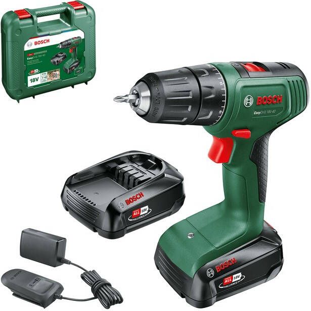 Bosch Groen EasyDrill 18V-40 Accuschroefboormachine | 40 Nm | 2 x 1.5 Ah accu + lader 06039D8002