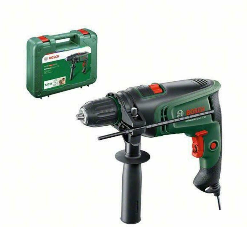 Bosch Groen Klopboormachine UniversalImpact 730 | Incl. Dieptestop en additionele handgreep 0603313400