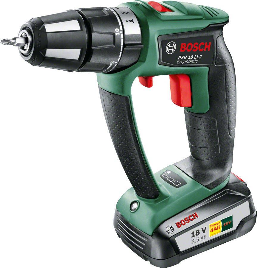 Bosch Groen PSB 18 LI-2 Ergonomic Accuschroefklopboormachine | met 1 accu 2.5Ah 06039B0300