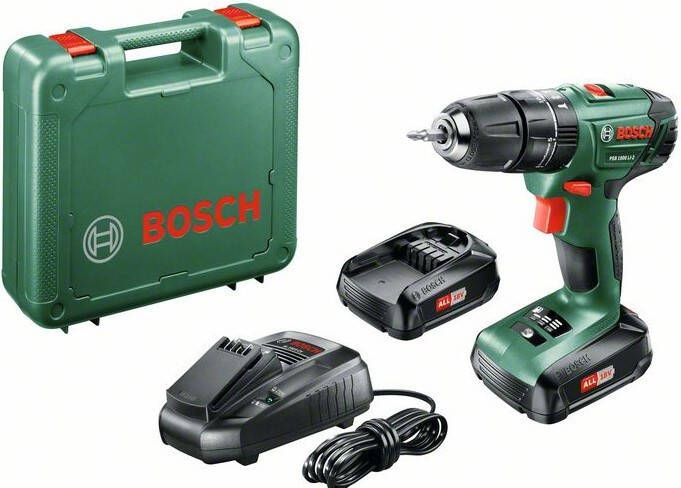 Bosch Groen PSB 1800 LI-2 Twee-speed hamer-schroevendraaier met lithiumbatterij 06039A3308