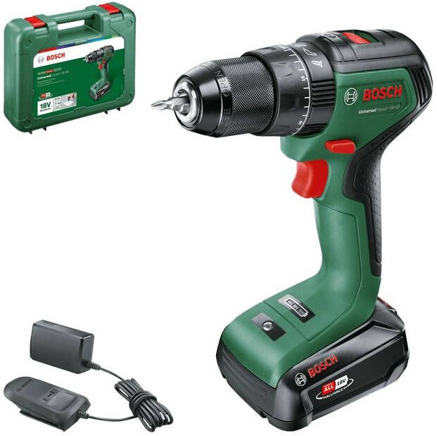 Bosch Groen UniversalDrill 18V-60 | Accuschroefboormachine met twee standen | Incl. Accu en Lader 06039D7001