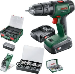 Bosch Groen UniversalImpact 18V | Accuklopboorschroevendraaier | 1.5 Ah + 2.5 Ah accu + lader | + SystemBox en accessoires 06039D4107