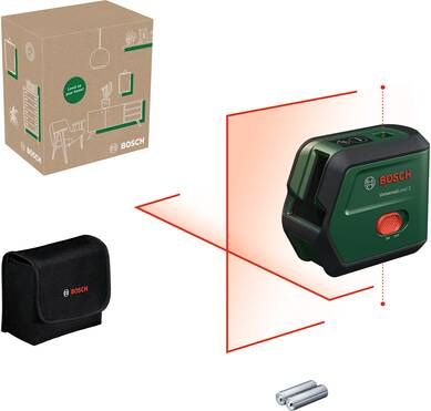 Bosch Groen UniversalLevel 2 Kruislijnlaser | Incl. 2x Alkaline LR06 AA + Opbergetui 0603663FZ0
