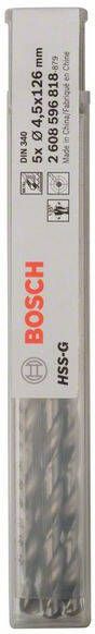 Bosch Accessoires Metaalboren HSS-G DIN 340 4 5 x 82 x 126 mm 5st 2608596818