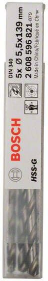 Bosch Accessoires Metaalboren HSS-G DIN 340 5 x 91 x 139 mm 5st 2608596821
