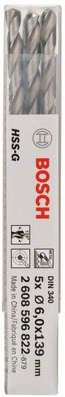 Bosch Accessoires Metaalboren HSS-G DIN 340 6 x 91 x 139 mm 5st 2608596822