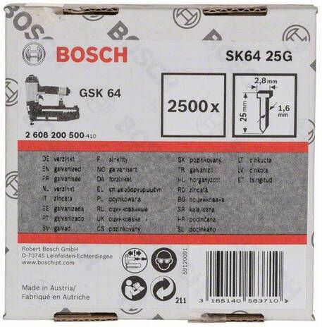 Bosch Nagel met verzonken kop SK64 25mm | 1.6mm