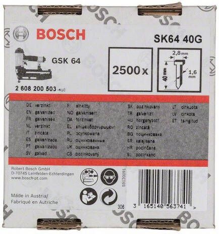 Bosch Accessoires Nagel met verzonken kop SK64 40mm | 1.6mm 2608200503