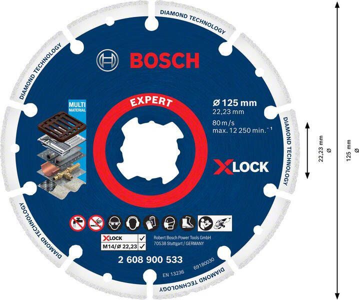 Bosch X-LOCK | diamantmetaalschijf | 125 x 22 23 mm