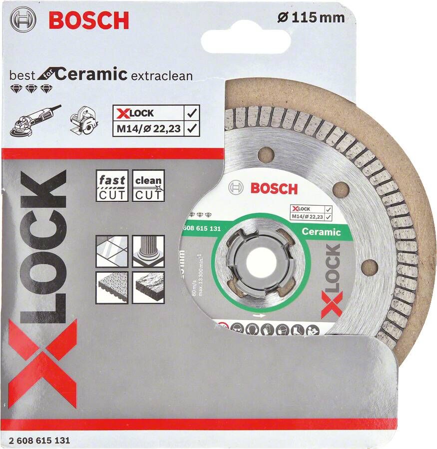 Bosch Accessoires X-LOCK Diamantschijf Best for Ceramic Extraclean Turbo 115 x 22 23 x 1 4 x 7 mm 1 stuk(s) 2608615131