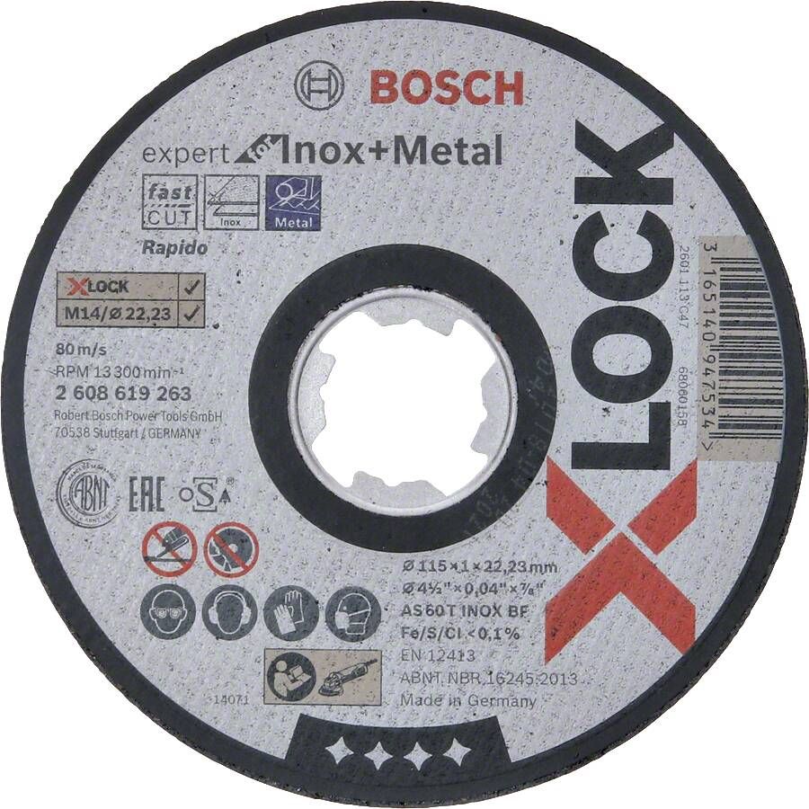 Bosch Accessoires X-LOCK Slijpschijf Expert for Inox & Metal 115x1x22.23mm recht 1 stuk(s) 2608619263