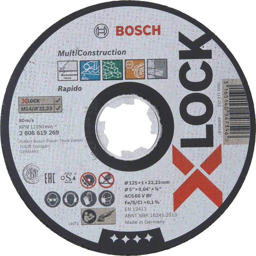 Bosch Accessoires X-LOCK Slijpschijf Multi Construction 125x1x22.23mm recht 1 stuk(s) 2608619269