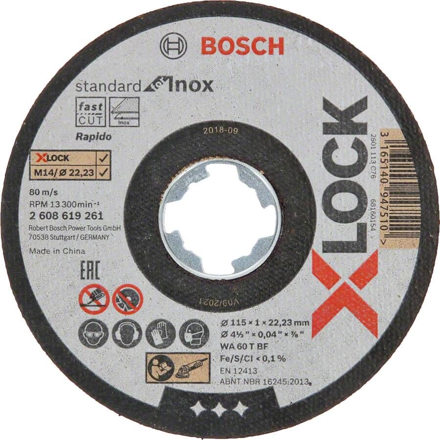 Bosch Accessoires X-LOCK Slijpschijf Standard for Inox 115x1x22.23mm recht 1 stuk(s) 2608619261