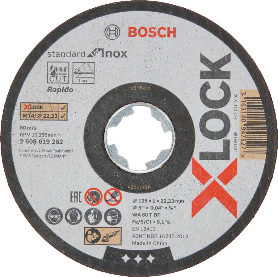 Bosch X-LOCK Slijpschijf Standard for Inox 125x1x22.23mm recht 25 stuk(s)