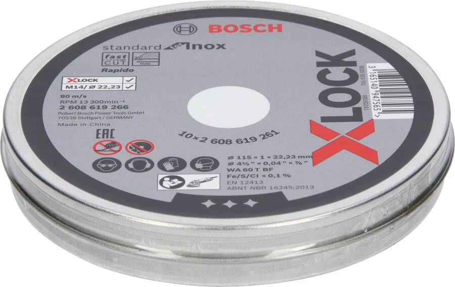 Bosch X-LOCK Slijpschijfblik 10x Standard for Inox 10x115x1x22.23mm recht 1 stuk(s)