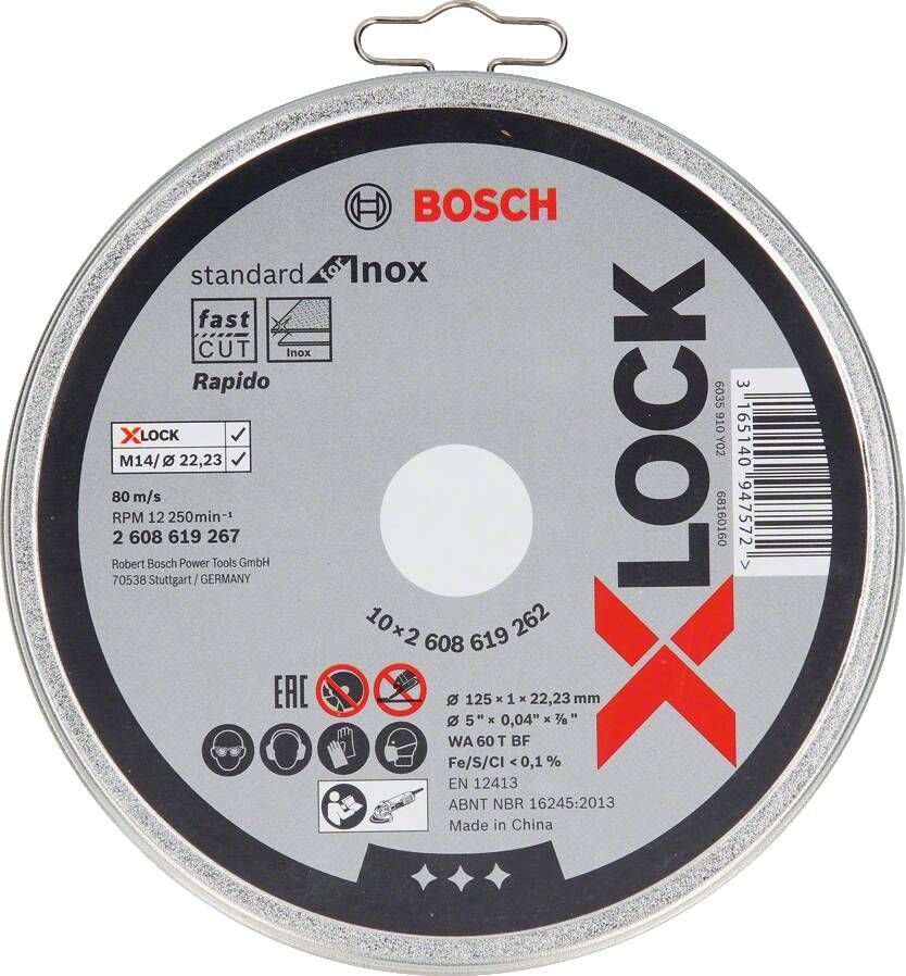 Bosch X-LOCK Slijpschijfblik 10x Standard for Inox 10x125x1x22.23mm recht 1 stuk(s)