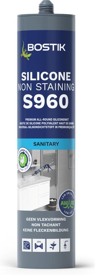 Bostik S960 Silicone Non Staining | 310 ml | Grijs (12 stuks) 30620943