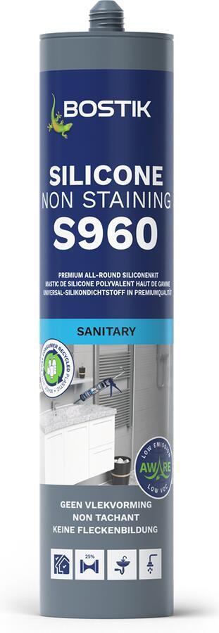 Bostik S960 Silicone Non Staining | 310 ml | Zwart (12 stuks) 30620944