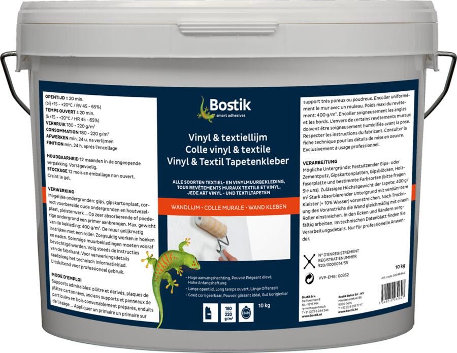 Bostik Vinyl & Textiellijm | Wit | Emmer 10 kg 30046444