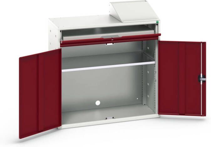 Bott Verso Computerkast | 1050x550x1130mm | 1 Legbord | 1 Schuiflade | 2 Deuren | RAL 3004 16928021.24