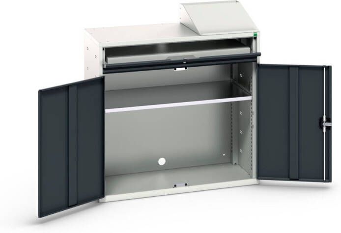 Bott Verso Computerkast | 1050x550x1130mm | 1 Legbord | 1 Schuiflade | 2 Deuren | RAL 7016 16928021.19