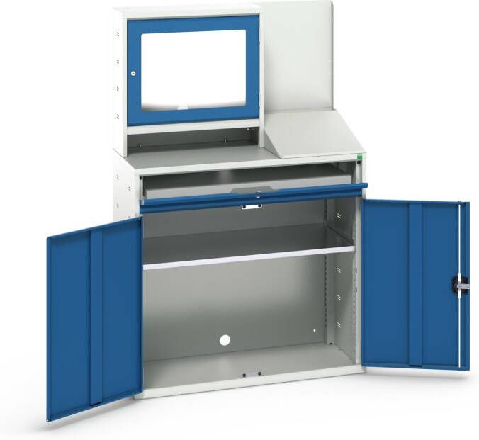 Bott Verso Computerkast | 1050x550x1650mm | 1 Legbord | 1 Schuiflade | 2 Deuren | RAL 3004 16928022.11
