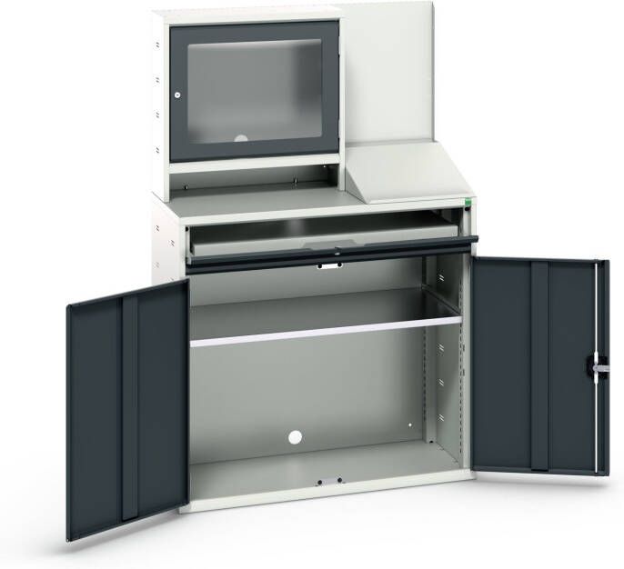 Bott Verso Computerkast | 1050x550x1650mm | 1 Legbord | 1 Schuiflade | 2 Deuren | RAL 7016 16928022.19