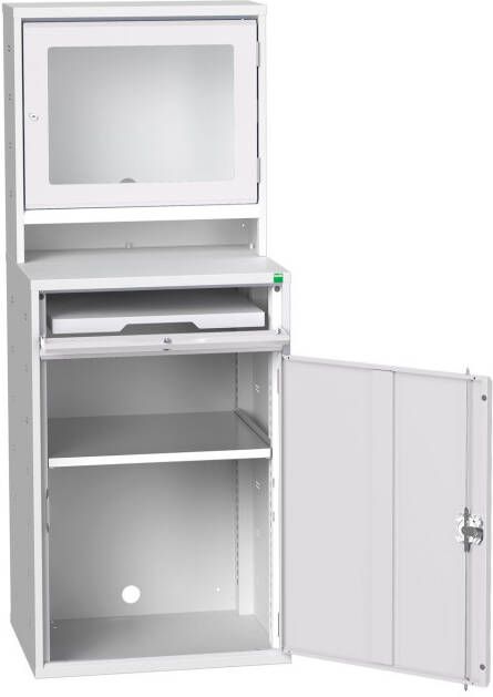 Bott Verso Computerkast | 650x550x1650mm | 1 Legbord | 1 Schuiflade | 1 Deur | RAL 7035 16928001.16