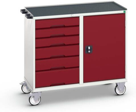 Bott Verso Mobiele Kast | 1050x550x965mm | 6 Laden | 1 Deur | Top Tray | RAL 3004 16927125.24