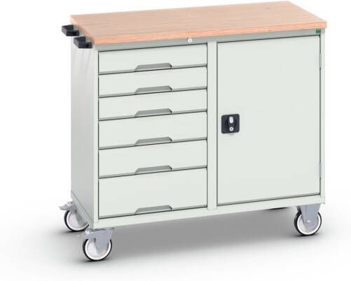 Bott Verso Mobiele Kast | 1050x550x965mm | 6 Laden | 1 Deur | Top Tray | RAL 7035 16927124.16