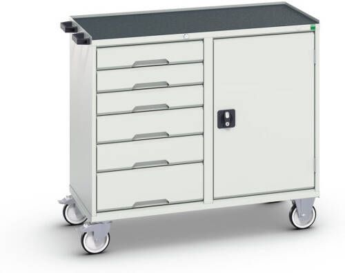Bott Verso Mobiele Kast | 1050x550x965mm | 6 Laden | 1 Deur | Top Tray | RAL 7035 16927125.16