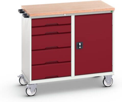 Bott Verso Mobiele Kast | 1050x600x980mm | 5 Laden | 1 Deur | MPX Top | RAL 3004 16927121.24