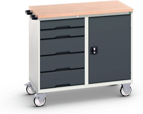 Bott Verso Mobiele Kast | 1050x600x980mm | 5 Laden | 1 Deur | MPX Top | RAL 7016 16927121.19