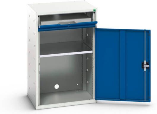 Bott Verso Mobiele Kast | 650x550x1650mm | 1 Legbord | 1 Deur | 1 Schuiflade | RAL 5010 16928000.11