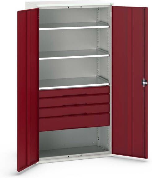 Bott Verso Systeemkast | 1050x550x2000mm | 3 Legborden | 4 Lades | 1 Perfo Achterwand | RAL 3004 16926576.24
