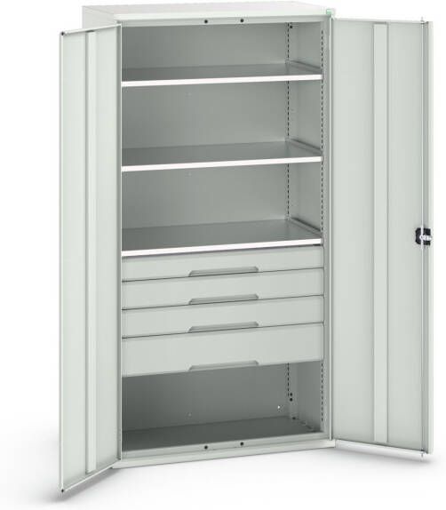 Bott Verso Systeemkast | 1050x550x2000mm | 3 Legborden | 4 Lades | 1 Perfo Achterwand | RAL 7035 16926576.16