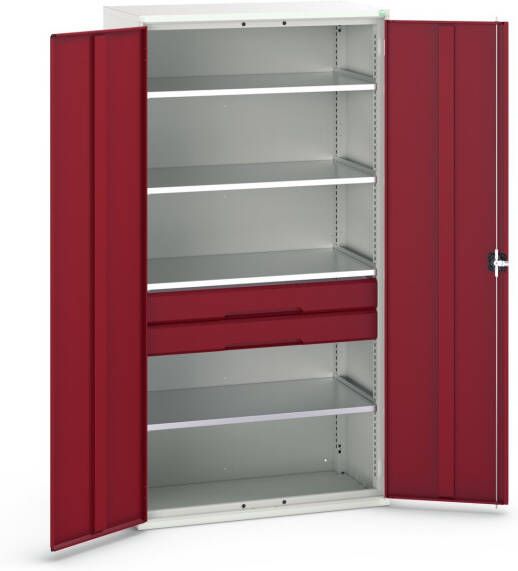 Bott Verso Systeemkast | 1050x550x2000mm | 4 Legborden | 2 Lades | 1 Perfo Achterwand | RAL 3004 16926574.24