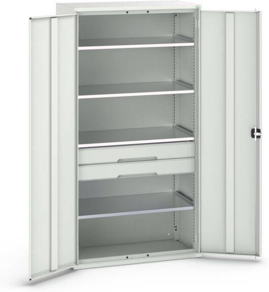 Bott Verso Systeemkast | 1050x550x2000mm | 4 Legborden | 2 Lades | 1 Perfo Achterwand | RAL 7035 16926574.16