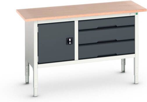Bott Verso Verstelbare Werkbank | 1500x600x830-930mm | 3 Laden | 1 Deur | Multiplex | RAL 7016 16923014.19