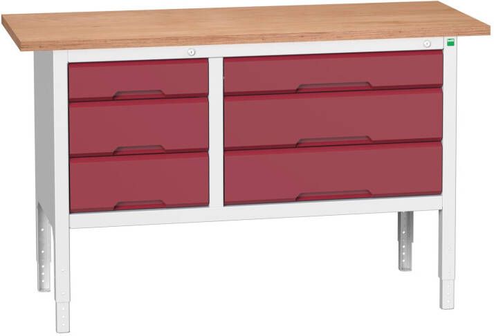 Bott Verso Verstelbare Werkbank | 1500x600x830-930mm | 6 Laden | Multiplex | RAL 3004 16923015.24