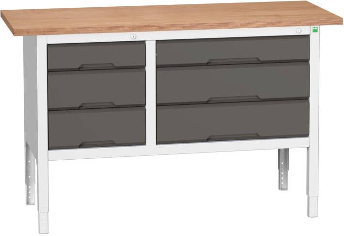 Bott Verso Verstelbare Werkbank | 1500x600x830-930mm | 6 Laden | Multiplex | RAL 7016 16923015.19