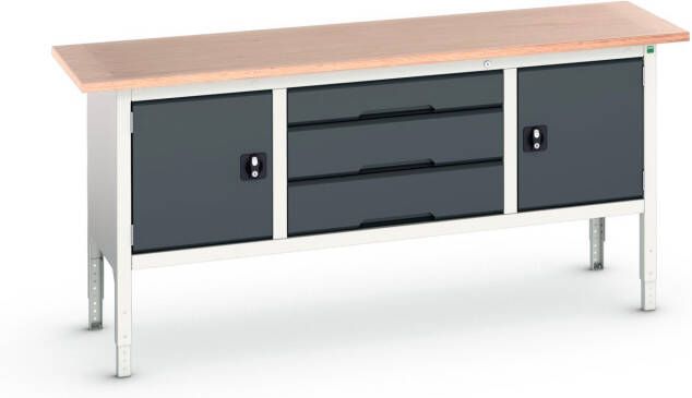 Bott Verso Verstelbare Werkbank | 2000x600x830-930mm | Multiplex | 2 Deuren | 3 Laden | RAL 7016 16923032.19