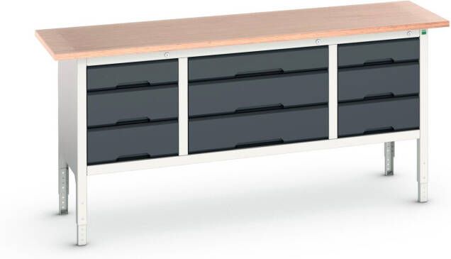 Bott Verso Verstelbare Werkbank | 2000x600x830-930mm | Multiplex | 9 Laden | RAL 7016 16923033.19