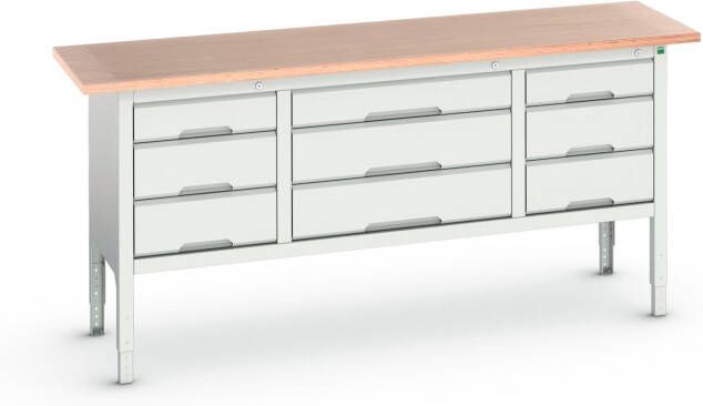 Bott Verso Verstelbare Werkbank | 2000x600x830-930mm | Multiplex | 9 Laden | RAL 7035 16923033.16