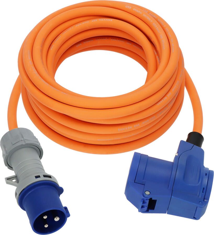 Brennenstuhl Camping CEE verlengkabel CEE-stekker haakse koppeling | 10m | oranje | H07RN-F 3G2 5 | IP44 | 230V 16A 1167650310