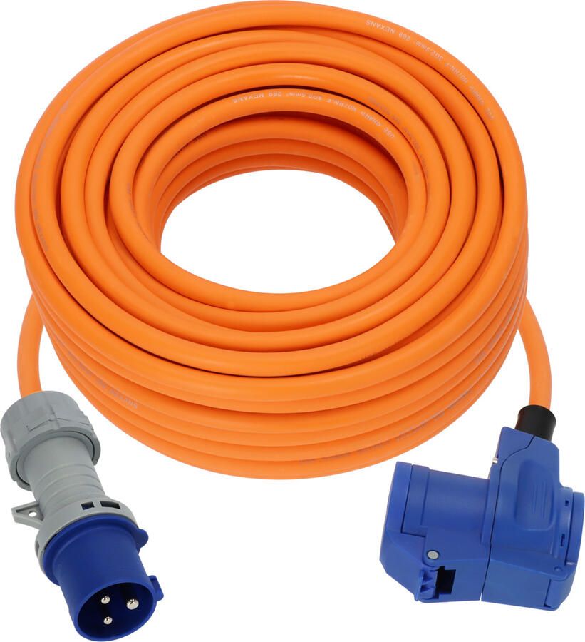 Brennenstuhl Camping CEE verlengkabel CEE-stekker haakse koppeling | 25m | oranje | H07RN-F 3G2 5 | IP44 | 230V 16A 1167650325