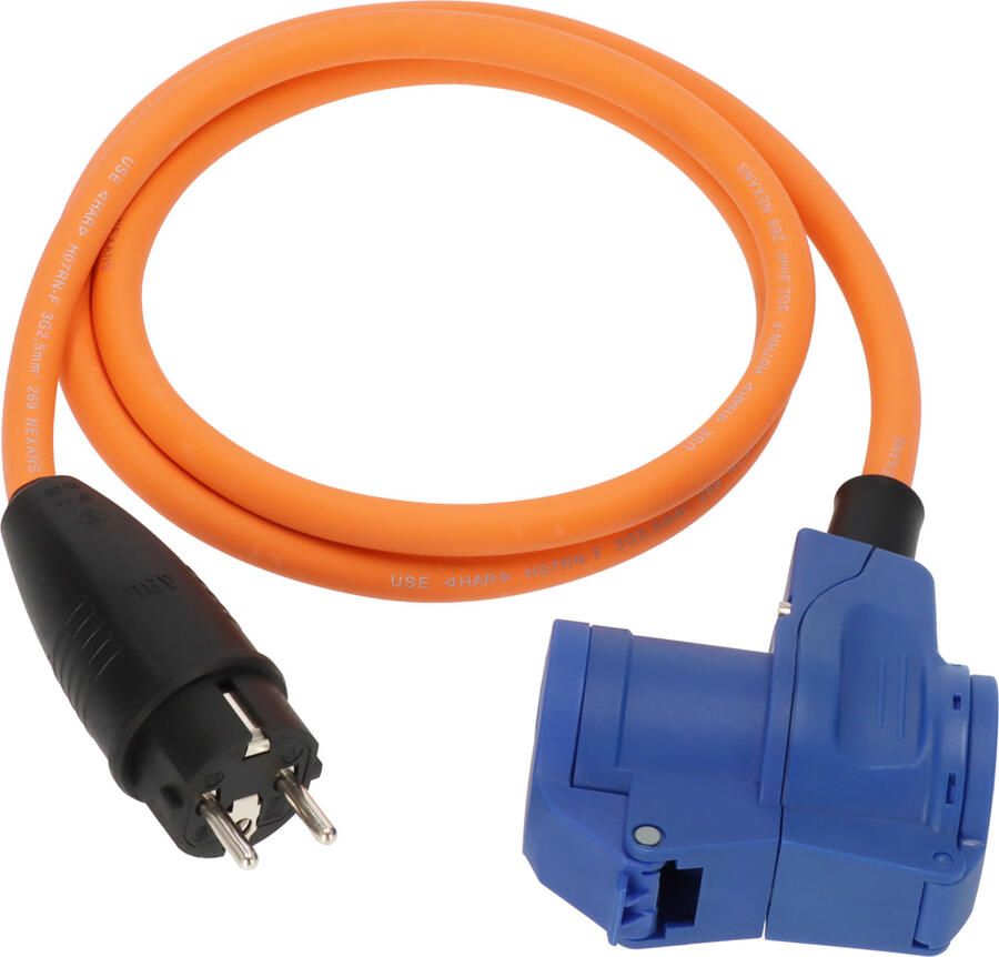 Brennenstuhl Campingadapterkabel geaarde stekker haakse koppeling CEE | 1 5m | oranje | H07RN-F 3G2 5 | IP44 | 230V 16A 1132910325