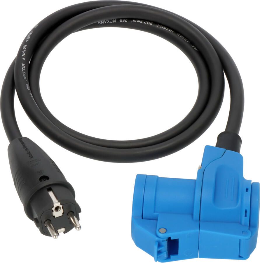 Brennenstuhl Campingadapterkabel geaarde stekker haakse koppeling CEE | 1 5m | zwart | H07RN-F 3G2 5 | IP44 | 230V 16A 1133910525